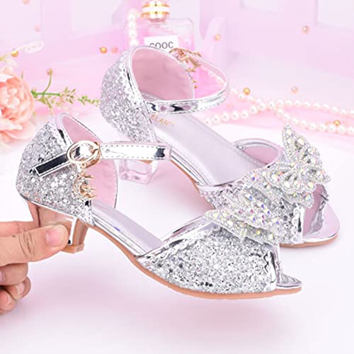 Girls Butterfly 𝐂rystal Part𝘆 Wedding Sandals Princess Open Toe Heels Shoes Kids Formal Indoor Slides for Girls4