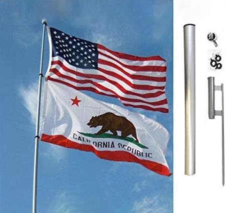 20ft Fiberglass Telescoping Pole Kit (With Ground Spike) (Flag sold separately)