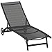 Outsunny Sonnenliege mit Rolle, Gartenliege Alu Liegestuhl mit 5-Fach verstellbare Rückenlehne, wetterfeste Campingliege, Gartenstuhl bis 150 kg belastbar, für Garten Urlaub Strand Pool, Schwarz