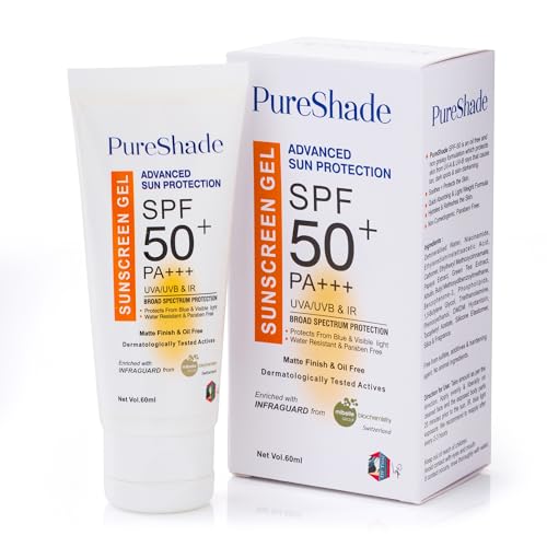 Image of Pureshade Sunscreen Gel for Normal Skin | SPF 50+ | PA +++ | UVA /UVB & IR Broad Spectrum Protection | Non Greasy And Oil Free Formulation | Matte Finish & Oil Free | 60 Ml - Pack Of 1 |