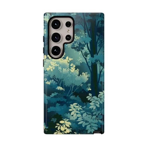 Coque brillante Samsung S24 Ultra protection rigide motif forêt vert
