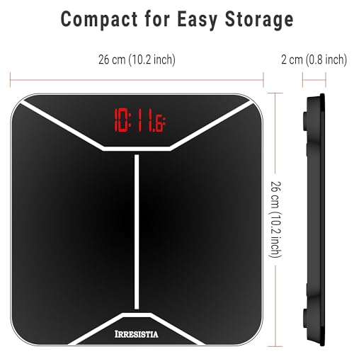 IRRESISTIA Bathroom Scales for Body Weight - Digital Weighing Scales with Ultra Accuracy and Consistency - Measure kg/lbs/stones - 2Yr Guarantee - Black BW26i - Image 6