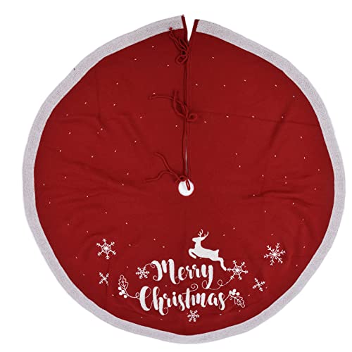Saia de árvore de Natal de malha Topyond, tapete de árvore de veludo com design de veado de floco de