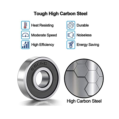 image for ZXQC 40-Pack Ball Bearing - 608 2RS Double Rubber Sealed Miniature Dee