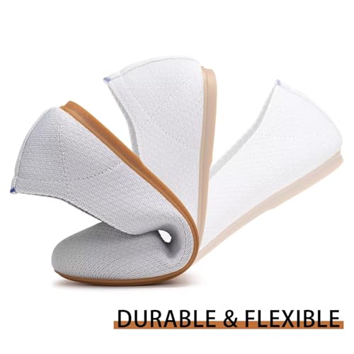 Image of Frank Mully Women's Ballet Flat Shoes Knit Dress Shoes Round Toe Slip On Ballerina Flats for Woman Low Wedge Comfort Soft