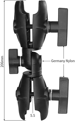 Miniatura 2 de Strg Brazo giratorio de doble enchufe para accesorios de montaje de bola de 1.5 pulgadastamaño C  1.496 in, brazo de doble enchufe de 8.1 pulgadas