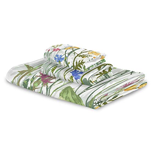 One Bear Flower Towel Set, Vintage Wild Flowers Colorful Herbs Botanical Bragonfly Butterfly Bath Towels Soft High Absorbent Hand Towels, Yoga Gym Spa Hotel Face Towel Washcloth 3 Piece #TOP1