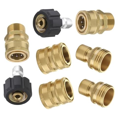 M MINGLE Ultimate Pressure Washer Adapter Set, Quick Disconnect Kit, M22 Swivel to 3/8 Inch Quick Connect, 3/4 Inch to Quick Release, 8-Pack Cover