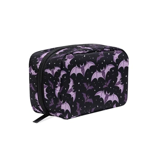 Makeup Bag Make Up Pouch Halloween Bat Cosmetic Toiletry Bag Storage Travel Makeup Organiser Case with Compartments Beauty Bag for Teenage Girl Women Lady