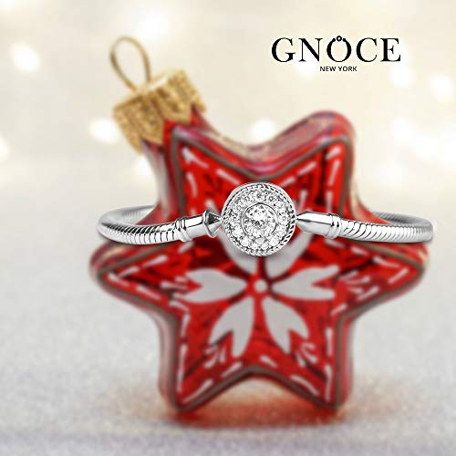 Image of GNOCE Love At First Sight Snake Chain Charm Bracelet S925 Sterling Silver Logo Clasp DIY Bangle Jewelry for Women