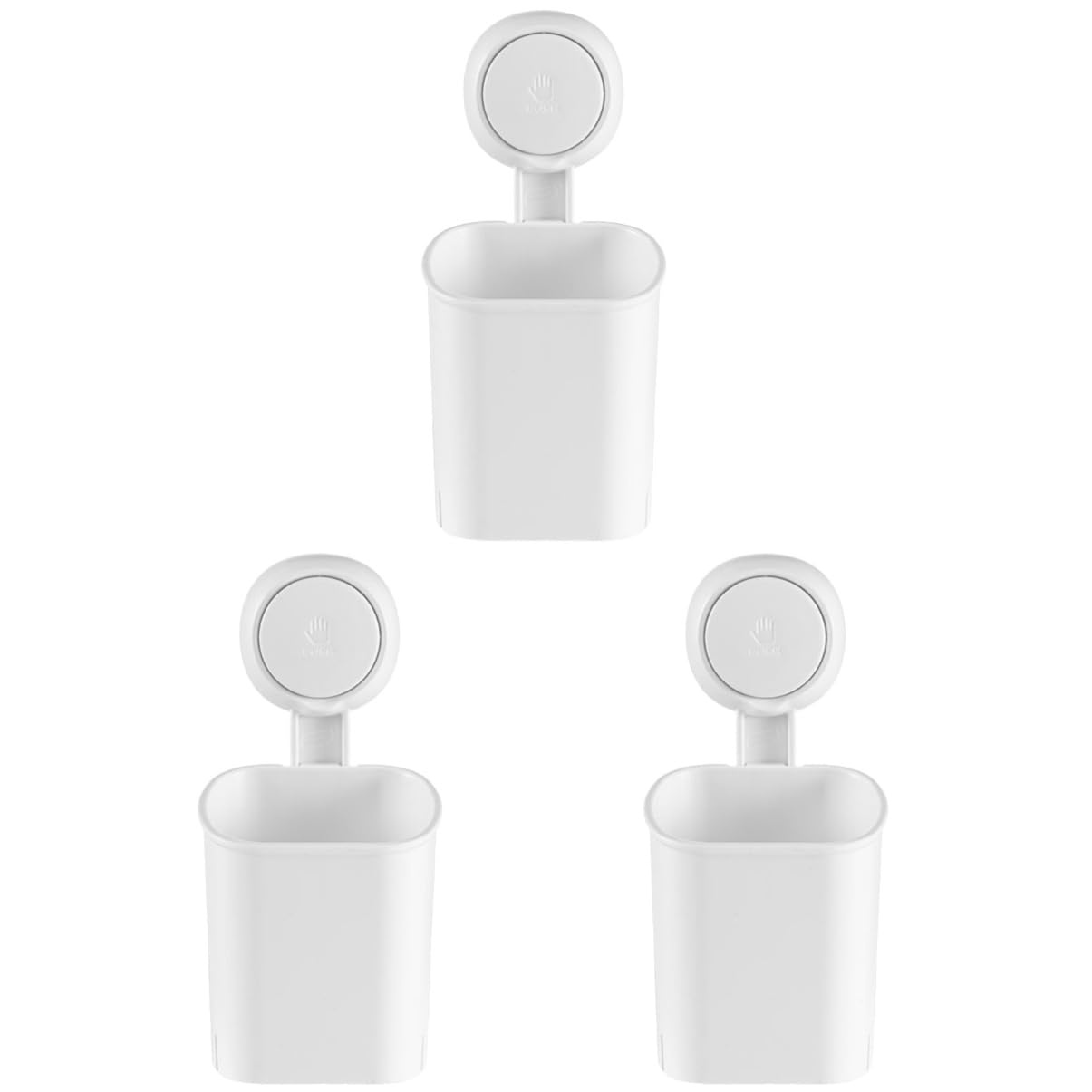 Cabilock 3 Pezzi Spazzolino da Bagno Ventosa con Design Wall Mounted Organizer per Dentifricio e Accessori Installazione Facile e Cucine Colore Bianco