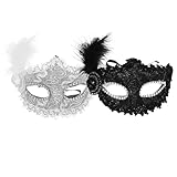 [ORFOFE] 耐久性繊維 プルームデザイン 仮面 2個 パーティーデコレーション 仮面 カーニバル コスプレパフォーマンス用