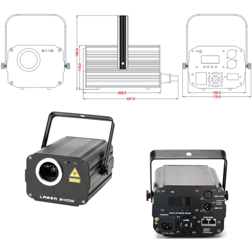 Image of 1900 Patterns DJ Disco Party Lights,Sumger Full Color 3D Animation Laser Projector Light,DMX Sound Activated Stage Lighting,Remote Control RGB Scan Beam light for Christmas Halloween Bar Dance Wedding
