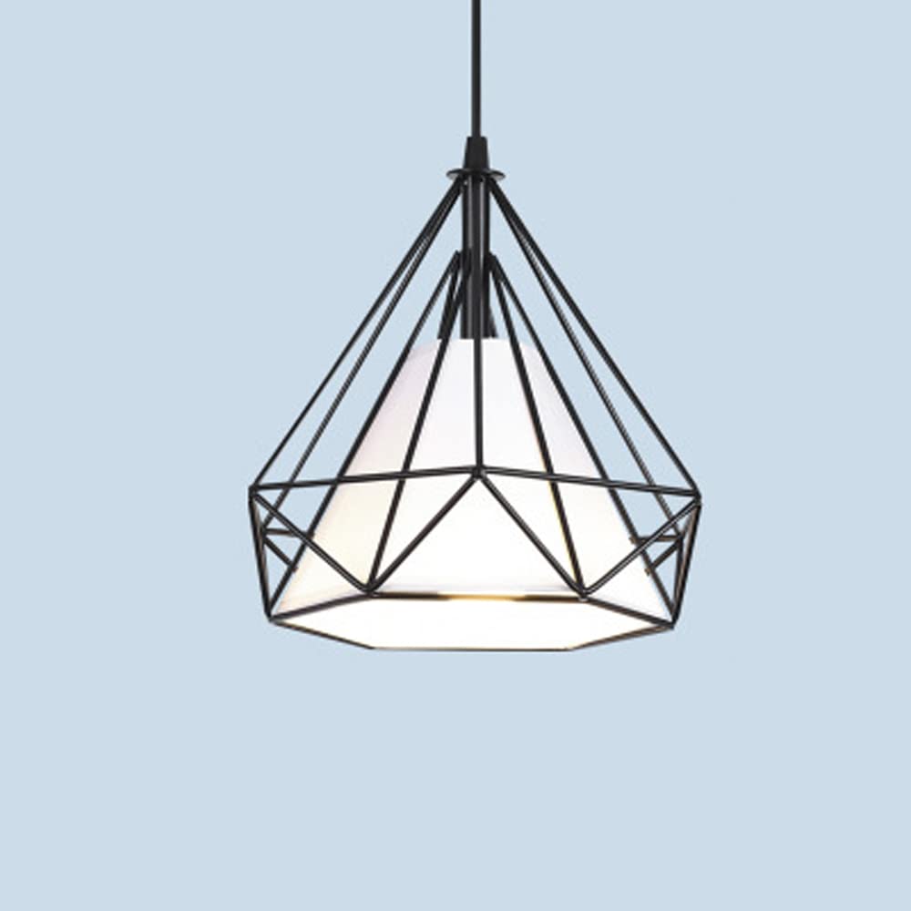 Mengjay Ceiling Light Black Wire Lamp Retro Vintage,Pendant Light Modern Matt Metal,Pendant Light, E27 Industrial Vintage Style Lampshade (Black)