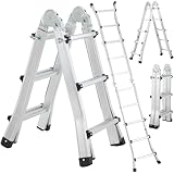 Scala telescopica multifunzione: la scala multifunzione 3-in-1 può essere utilizzata come scala a pioli, scala a gradini o scala dritta. È estremamente versatile ed è ideale per lavori di pittura e pulizia in interni e per lavori di giardinaggio all'aperto, come ad esempio la raccolta di frutta. Questa scala ti aiuterà a gestire le attività in modo sicuro ed efficiente.
