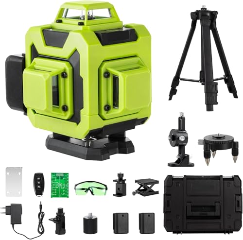 STANEW 4x360° Laser Level, Self-Leveling 4D 16-Line Green Laser Level with Horizontal and Vertical Lines, Integrated Remote Control (Including Tripod)