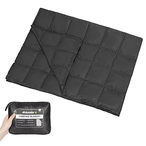 4Monster Camping Blanket Packable, Camping Quilt, Insulated Blanket Hammock Quilt, Camping Blanket for Cold Weather, Picnic, Hiking, Airplane, Travel, Beach, Stadium, Outdoor Gear, Black, L