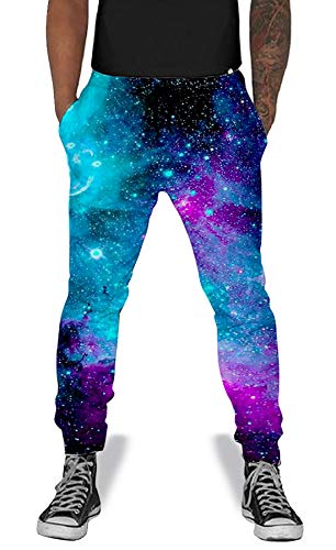 galaxy clothing - UNIFACO Men's Space Galaxy Printed Joggers Casual Sport Gym Sweat Pants Large