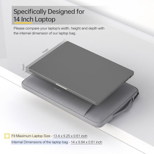 Image of 14 inch Laptop Case Sleeve for HP Omnibook 14 / Stream 14 / Chromebook /Elitebook, Lenovo Yoga /IdeaPad, Dell Inspiron Carrying Bag, Light Grey