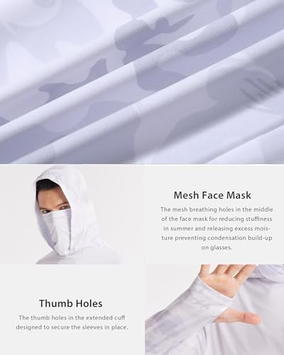 Image of FISHEAL Men's Performance Fishing Hoodie Shirt - UPF 50+ UV Sun Protection Long Sleeve Shirts with Mesh Face Mask