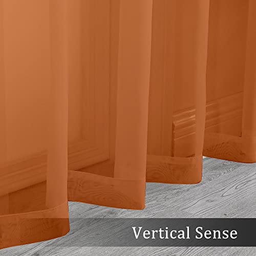Image of OWENIE Sheer Curtains 63 inch Length 2 Panels Set, Rod Pocket Voile Fimly Sheer Drapes for Living Room /Bedroom, 2pcs, Each 42 inch W x 63 inch L, Orange