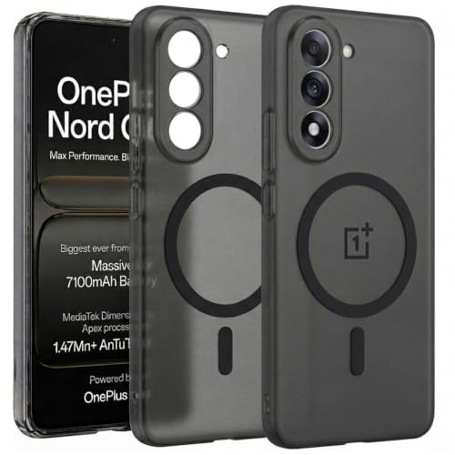 Image of DIZORO Matte Case for Oneplus Nord Ce6 Lite Compatible with MagSafe, Camera Lens Full Protection, Shockproof Translucent Frosted TPU Soft Phone Cover, Anti-Fingerprint (Black)