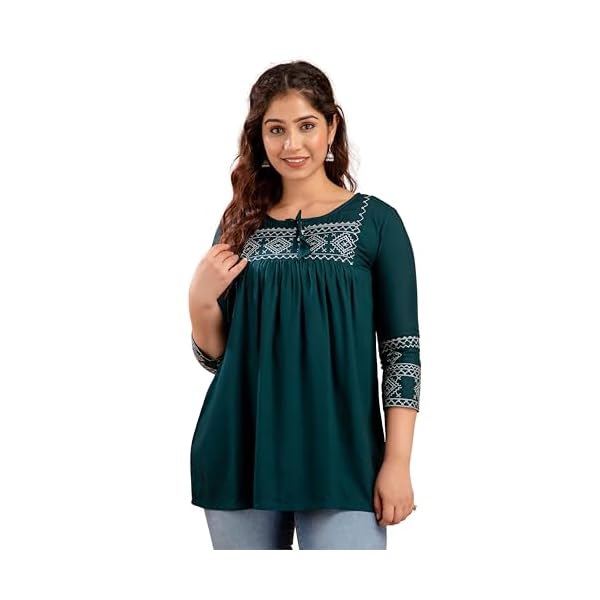 Avayayat-Womens-Rayon-Classic-Heavy-Embroidery-Top-with-Beautifull-Tassels-at-Front-and-on-Both-Sleeves-Regular-Fit-Office-Wear-Festival-Tunic-Tops-for-Jeans-Summer