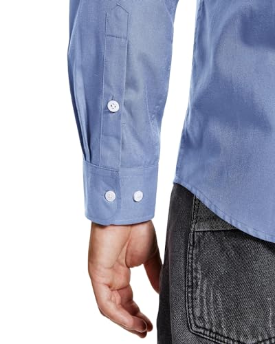 siliteelon Men's Oxford Shirt Long Sleeve Smart Casual Plain Regular Fit Button Down Shirts with Pocket - Image 6