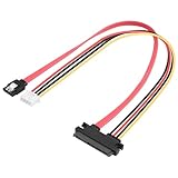ELFJMZP SATA Data Power Combo Cable - XH2.54 4PIN to 7+15P 2-in-1 Adapter for HDD SSD Optical Drive, 6Gbps High-Speed SATA III Cable for PC Motherboard Power Supply