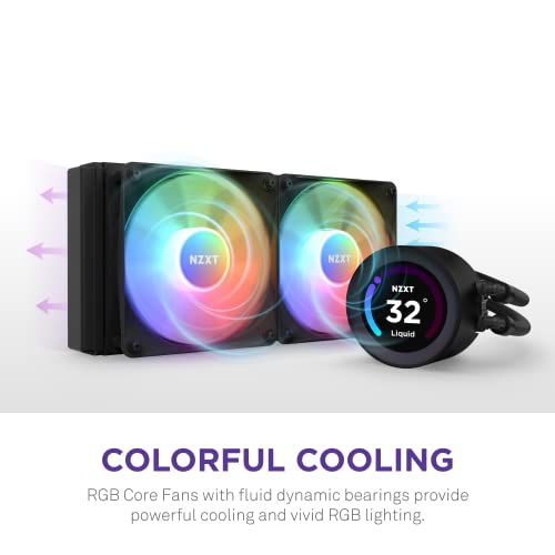 Image of NZXT Kraken Elite 280 RGB - RL-KR28E-B1 - 280mm AIO CPU Liquid Cooler - Customizable 2.36 inch LCD Display for Images, Performance Metrics - High-Performance Pump - 2 x F140 RGB Core Fans - Black