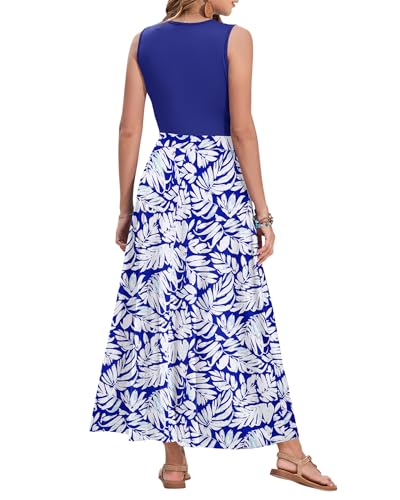 Image of AUSELILY Womens Maxi Dress Summer Sleeveless Wrap Long Dresses with Pockets | V-Neck Wrap Sleeveless Sundress, fits formal, casual, beach, vacation & daily wear