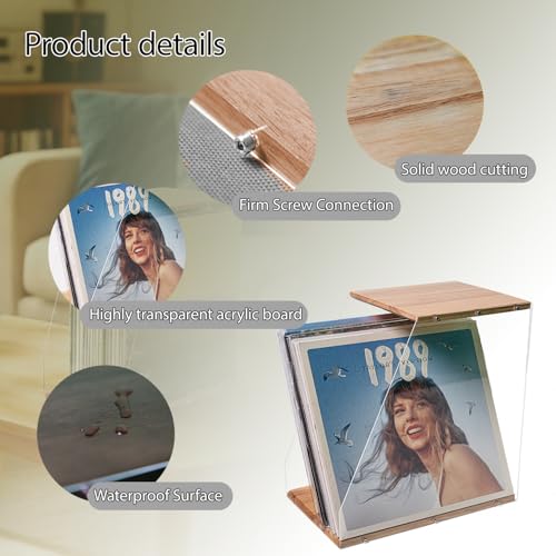 Soporte para discos de vinilo de madera y acrílico con capacidad para más de 40 LPs 5
