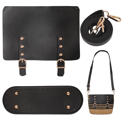 beinkmake Kits de fabricação de mochilas de couro PU, bolsas de crochê, acessórios com alça de ombro, modelador inferior, bolsa de alças, conjunto de tricô para reparo de bolsas de ombro DIY