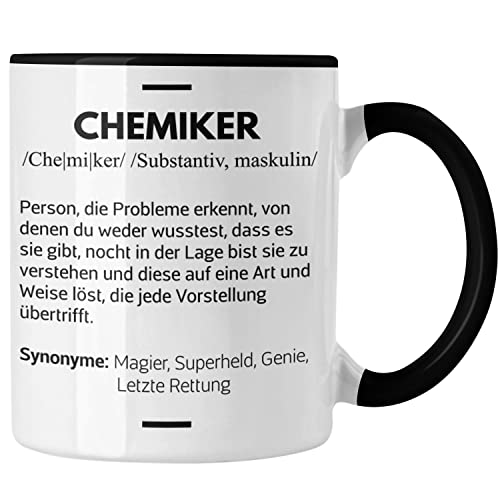 Trendation - Chemiker Geschenke Tassen Tasse Chemielaborant Chemie Geschenk Chemielabor Gadget Geschenkidee Lustig (Schwarz)