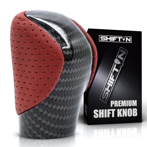 SHIFTIN Gear Shift Knob Shifter for Lexus ES GS GX is NX RC RX 200t 300 350 3450h 450hL 350L (Circuit Red Leather/Carbon Fiber Pattern)