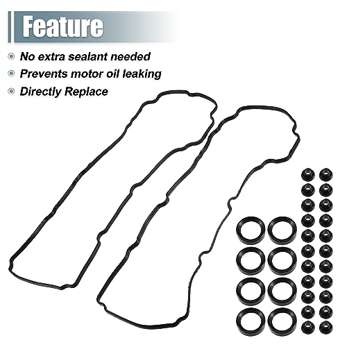 Image of uxcell 2 Set Engine Valve Cover Gaskets Seals No.6E5Z-6C535-AB /7T4Z-6C535-A /BR3Z-6C535-B for Ford Explorer 2013-2019 Black