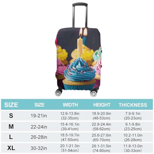 Colorful Happy Birthday Cupcakes Printed Luggage Cover Protector, Fits 18-32 Inch Luggage2