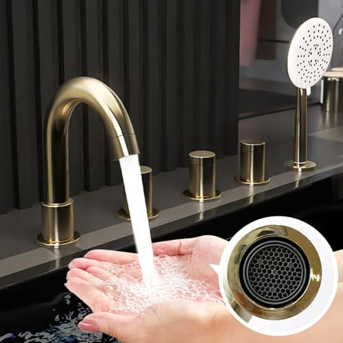 Robinet Mitigeur 5 Trous Bord Baignoire Gris Douchette 3 Modes - 3