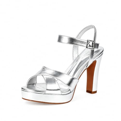 Image of Platform High Heels for Women Strappy Chunky Heels Sandals for Women Open Toe Block Heeled Sandals with Ankle Strap Summer Dress Shoes