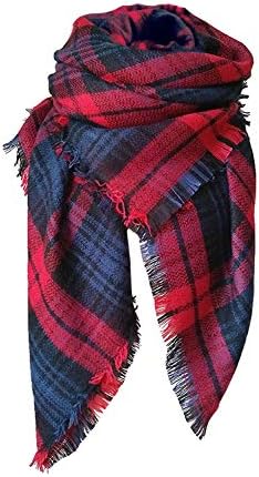 Women's Tassels Soft Plaid Tartan Scarf Winter Large Blanket Wrap Shawl