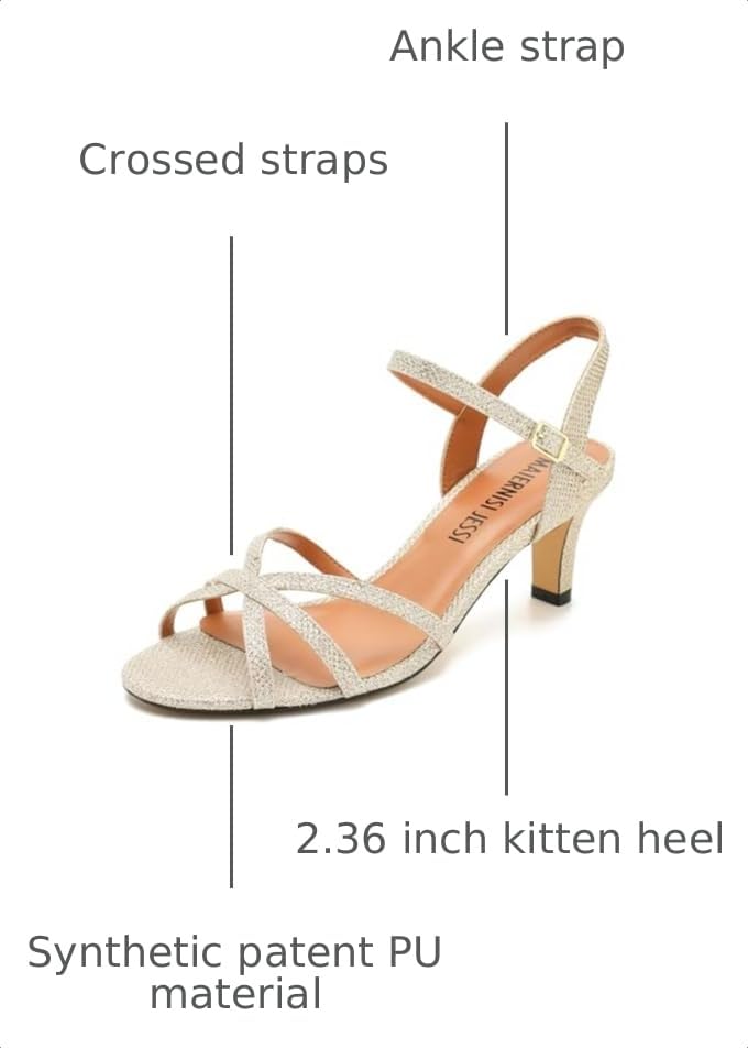Image of MAIERNISI JESSI Unisex Men's Women's Strappy Sandals, Kitten Heel, Slingback, Open Toe, Dress Shoes