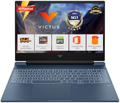 HP Smartchoice Victus, AMD Ryzen 7 7445HS, 6GB RTX 3050, 16GB DDR5(Upgradeable) 512GB SSD, FHD, 144Hz, 300 nit