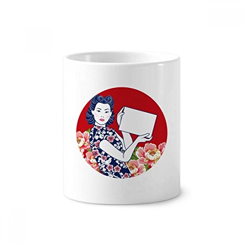 Porte-brosse à dents en céramique blanche et rouge style culture chinoise 350ml