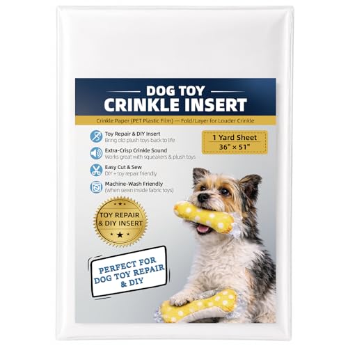 BBeary 36 x 51 Crinkle Paper for Dog Toys Noise Making Plastic Film for DIY Dog Toys Easy to Cut & Sew Enough Material for Around 20 Large Dog Toys