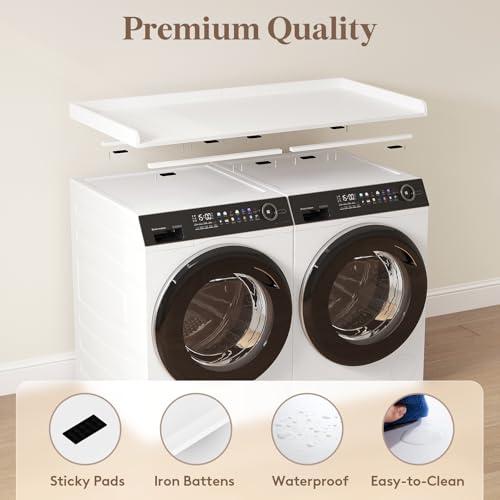 Lifewit Washer Dryer Countertop, Melamine Covers with Edge Rails for The Top, Laundry Room Storage and Organization, Spice Type, Hold 200lbs, White, 54" x 27.5" by Lifewit - Image 4