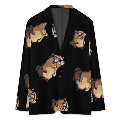 Groundhog in Glasses Mens Blazer Lightweight Sport Coat Two Button Suit Jackets3