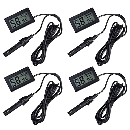 ARCELI Termómetro 2 en 1 digital LCD integrado con higrómetro externo para reptil incubadora de acuario