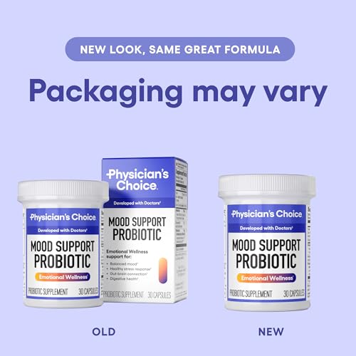 Image of Physician's CHOICE Mood Support Probiotic - Supports a Balanced Mood, Healthy Stress Response & Digestive Health with Prebiotics, Ashwagandha, Vitamin B12, Folate - for Men & Women - 30ct