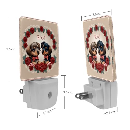 Image of NEWzone Dachshund Couple Night Light [2 Pack], Plug in Wall Led Night Lights Decor for Boys Girls Room, Dusk to Dawn Sensor Wall Lamp for Stairway /Bedroom /Kitchen /Nursery Room