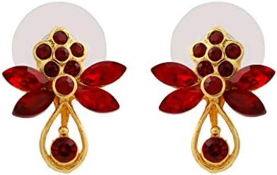Estele Gehena Red Gold Tone Metal Zinc Alloy Flower Butterfly Stud Earrings for Women